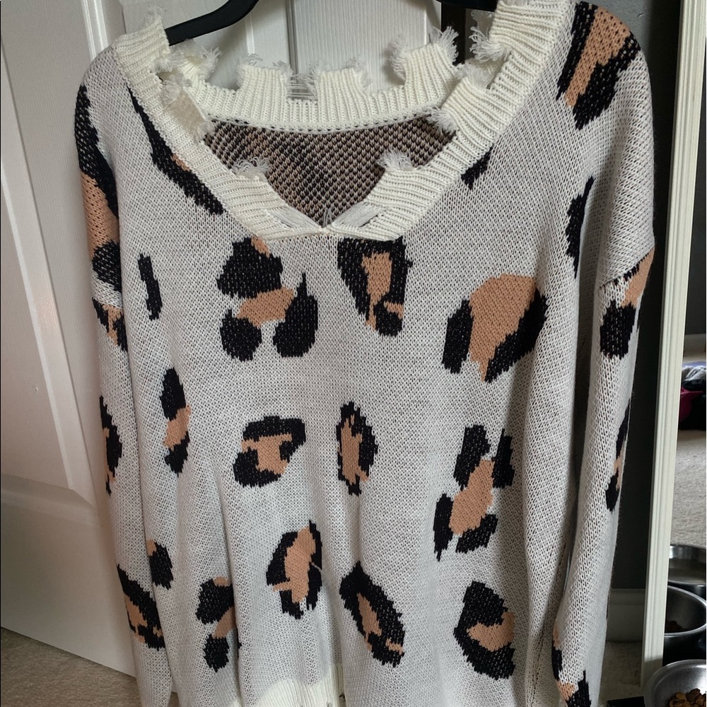 Leopard Print Knit Sweater